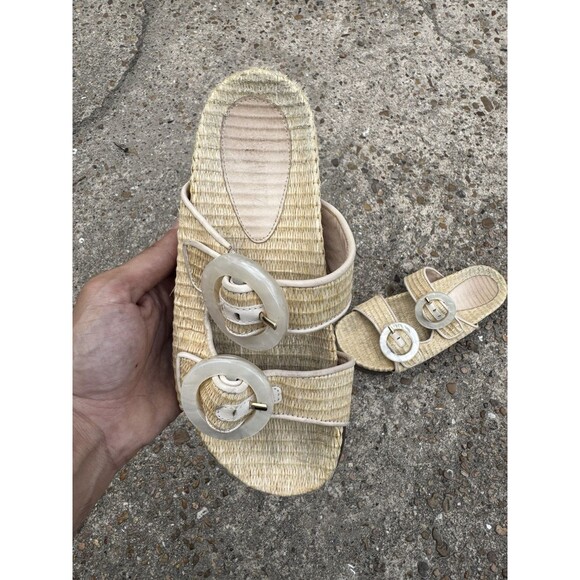Schutz Coraline Woven Straw Sandal Buckled Straps Size 5 - Picture 2 of 7